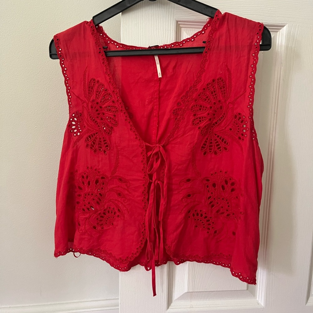 Red free people sweet escape top. READ CAPTION